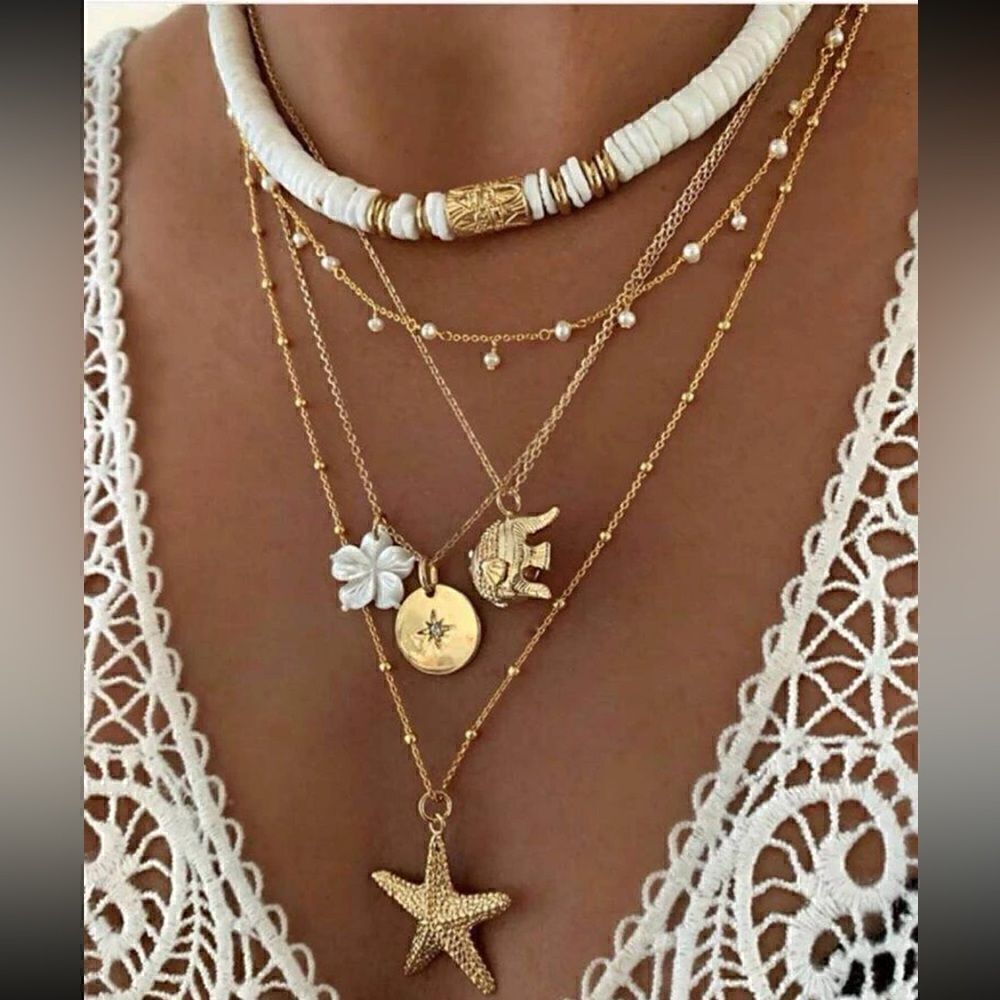 Bohemian multi layers necklace A352